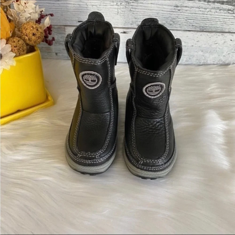 Timberland Leather Children Unisex Pull On Black Boots Size 5M
